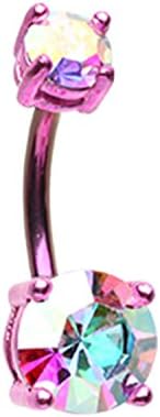 Little Aiden Colorline Briliant Sparkle Gem Prong Set Navel Belly Button Ring Size 14GA 3/8"