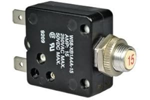 TE Connectivity W58-XB1A4A-15 Circuit Breaker; Therm; Push; Cur-Rtg 15A; Panel; 1 Pole; Vol-Rtg 250/50VAC/VDC