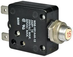 Photo 1 of TE Connectivity W58-XB1A4A-15 Circuit Breaker; Therm; Push; Cur-Rtg 15A; Panel; 1 Pole; Vol-Rtg 250/50VAC/VDC