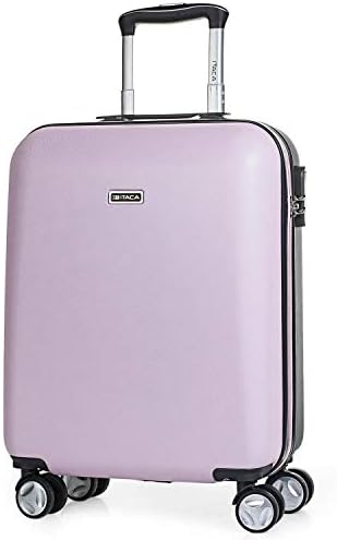 Trolley Suitcase, 50 cm, Cabin, ABS. Hand Luggage. Rigid and Light. Telescopic Handle, 1 Handle and 4 Double Wheels. Low Cost Flights Ryanair Vueling T58050, Color Pink-Grey