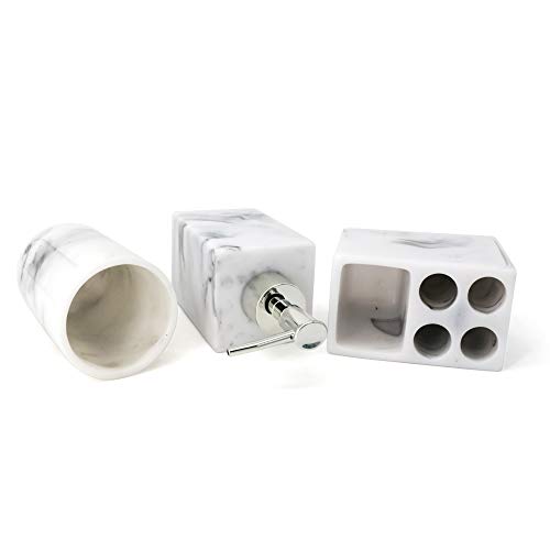 LUANT Resin Marble Style Bathroom Soap Dispenser, Toothbrush Holder and Tumbler - Thumbnail 2