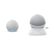 Echo Dot (4th Gen) Glacier White with Battery Base