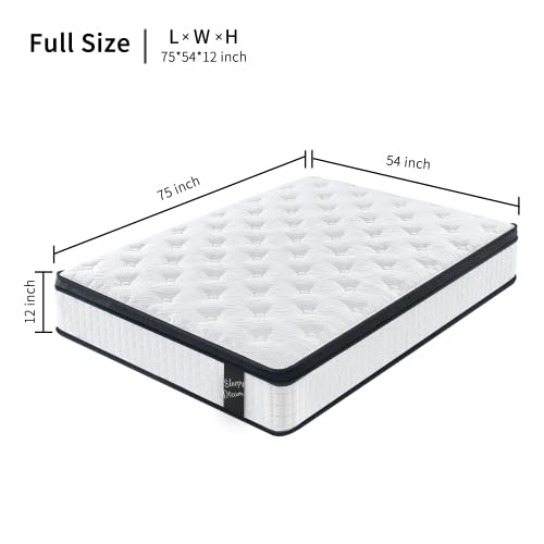 12 Inch Full Size Mattress, New Hybrid Mattress in a Box, Cooling Gel Memory Foam Full Bed Matress w/Motion Isolation, CertiPUR-US Certified, Medium Firm, RV Mattresses (New)