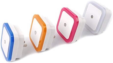 Citiger(TM) Light Sensor LED Night Light, Wall Lights, Automatic Dusk to Dawn Sensor, 110v-220v, US Plug, for Kid's Baby Room, Indoor Use (Square, 4 Pack, Orange)