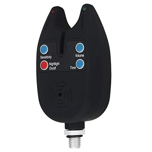 Elektronischer Angelköderalarm mit Sound Lichtanzeige Fisch Bissanzeiger für Angelrute Rutenschnur Schwarz