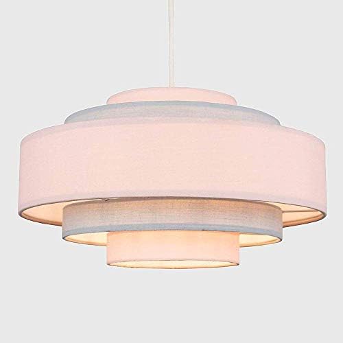 LQCN Modern 5 Tier Cylinder Ceiling Pendant Light Shade in a Pink Finish Light Fitting,Pink