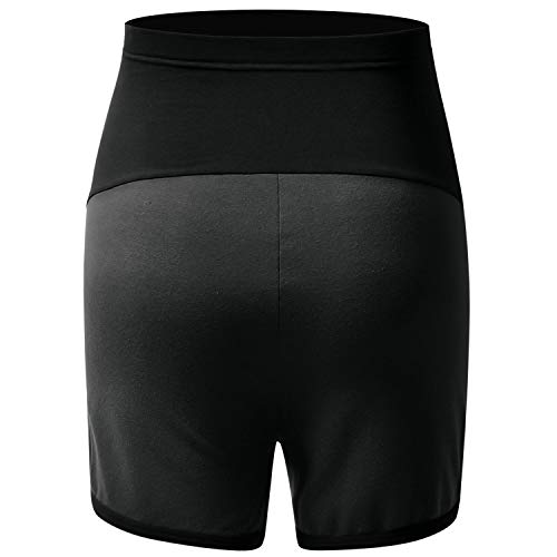 GINKANA Maternity Shorts Summer Pregnancy Casual Short Pants Relaxed Fit Stretchy Full Panel Short Dark Grey - Thumbnail 2