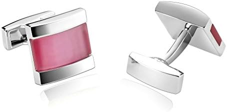 AnaZoz Jewelry Stainless Steel Mens 1 Pair Cufflinks Laser Cut Camber Square Pink Men's Cuff Links