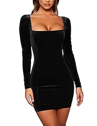 GOBLES - Vestido de fiesta para mujer, de terciopelo, manga larga, elegante