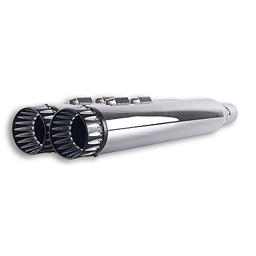 SHARKROAD "No Baffle Inside" Super Loud Version 4" Chrome Slip On Mufflers Exhaust Pipe 2017-2020 for Harley Touring Road King Steet Glide Baggers,Triple Steps Muffler for Better Performance - Thumbnail 5