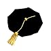 Fristaden Graduation American Doctoral Tam, Black Velvet 8-Sided Doctoral Cap with a Gold Tassel, Men and Women Hat Sizes XS-XL