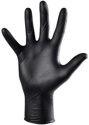 Rensow Black Gloves From (USA) box of 100 Gloves,non sterile and powder free and 100% Natural Rubber latex,Used by tattoo artists and healthcare workers (Large)