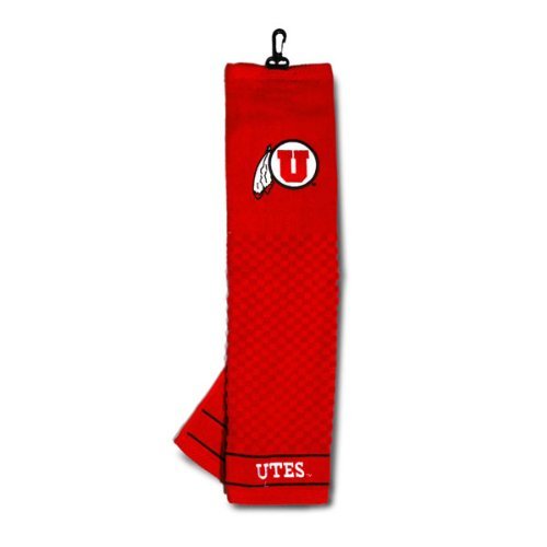 Team Golf NCAA Utah Utes Embroidered Golf Towel, Checkered Scrubber Design, Embroidered Logo