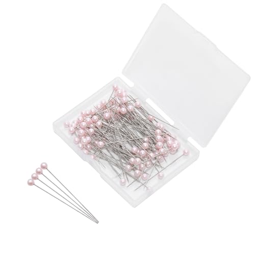 Pocoxll 100Pcs Hat Pins,Round Ball Head Pins, Flower Bouquets Pearl Pins, Straight Pins Perfect for Women, Headdresses, Corsages, and DIY Crafts(Light Pink