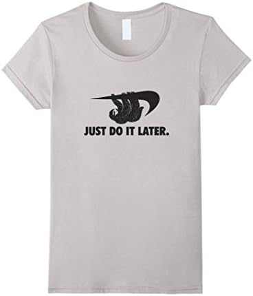 Womens Sloth Procrastinator Motivator T-Shirt- Funny Sloth Tee Medium Silver