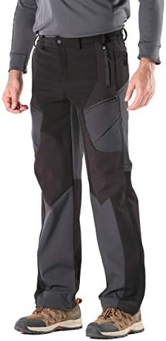 KORAMAN Men's Insulated Outdoor Windproof Hiking Pants Softshell Warm Fleece Mountain Ski Pants