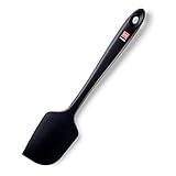 Di Oro Seamless Series Pro-Grade Large Silicone Spatula - 600°F Heat-Resistant Seamless Rubber Spatula - Perfect for Baking, Cooking, Scraping - Premium Stainless Steel Core Technology (BLACK Single)