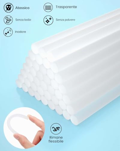 SHALL Mini Hot Melt Glue Sticks, 0.27" x 8" (7mm x 200mm), Pack of 100 Transparent Hot Glue Gun Sticks, Multipurpose for Kids and Adults DIY