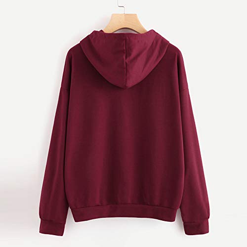 Mlide Womens Letter Print Drawstring Sweatshirt,O-Neck Hoodie Jumper Long Sleeve Pullover Tops,So Nice(Wine,Small)