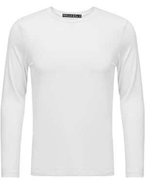 Men's Long Sleeve Crew Neck T-shirt Plain Basic Spandex Tee