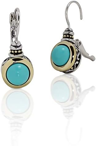 John Medeiros レディース 人工ターコイズ フレンチワイヤーピアス 米国製 長さ1 1 8インチ