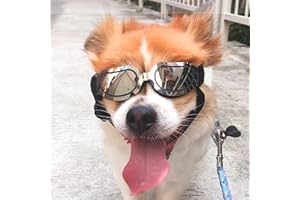 PEDOMUS Dog Sunglasses Small Dog Goggles Doggles Dog Glasses for Small Dogs Adjustable Band Black