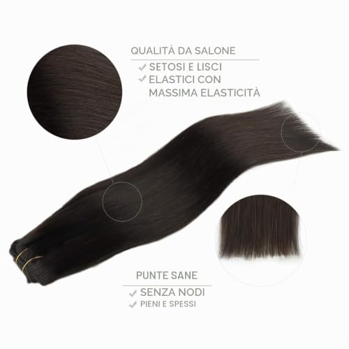 WENNALIFE Clip in Hair Extensions, 50 cm 120 g 7 Pieces Clip in Human Hair Extensions Real Dark Brown Remy Human Natural Hair Extensions with Clips