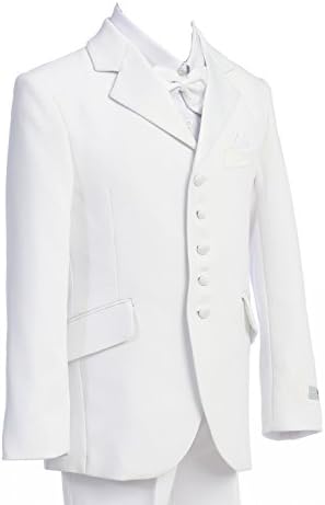 BJK Collection Boys' 5pcs White Tuxedo Set Sizes 2-20