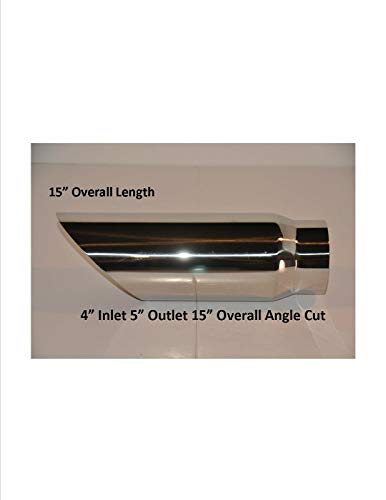 Team Allied Polished Stainless Angle Cut Exhuast Tip 4" in 5" Out 15" Overall