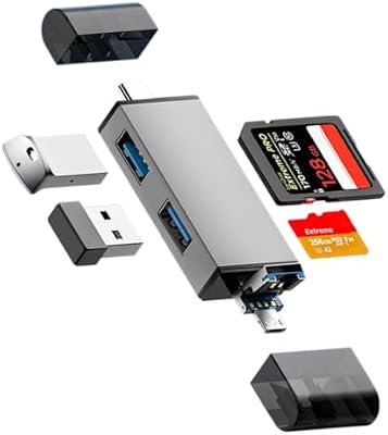 SD Kartenleser, USB 3.0 USB C Stecker Kartenlesegerät, Aluminium OTG Adapter SD Card Reader Speicherkartenleser für SD/Micro SD/TF/SDHC/SDXC