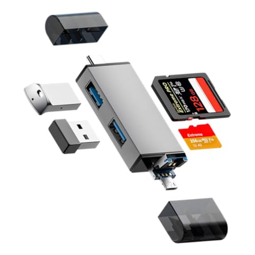SD Kartenleser, USB 3.0 USB C Stecker Kartenlesegerät, Aluminium OTG Adapter SD Card Reader Speicherkartenleser für SD/Micro SD/TF/SDHC/SDXC