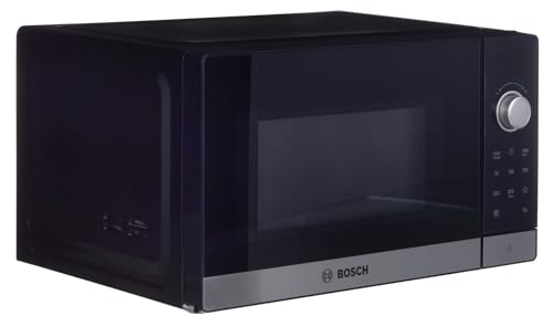 Bosch FFL023MS2 Serie 2 freistehende Mikrowelle, 26 x 44 cm, 800 W, Drehteller 27 cm, Türanschlag Links, AutoPilot 7 mit 7 Automatikprogramme, Reinigu