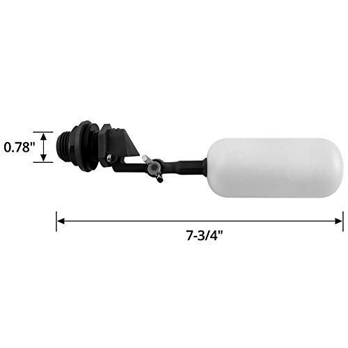 QWORK Mini Float Valve, 1/2" NPT Float Ball Valve, Adjustable Arm