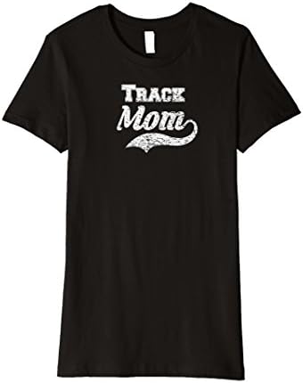Womens Track Mom Distressed Tee Shirt - Mother Of The Runner Large Black
