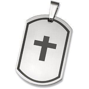 Black Cross Dog Tag. 