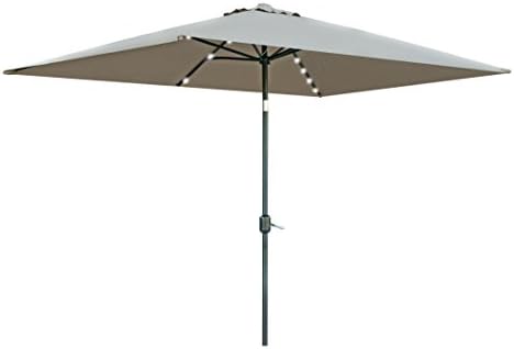Amazon Com Trademark Innovations Rectangular Solar Powered Led Lighted Patio Umbrella 10 X 6 5 Tan Garden Outdoor