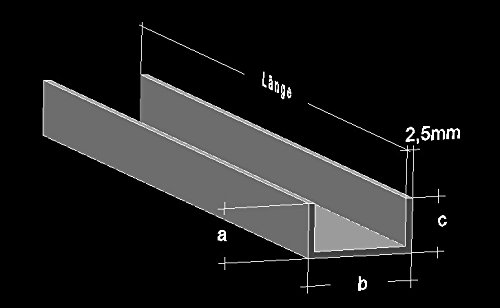 Alu U-Profil 65x40x65x2mm - AlMgSi0,5 Aluminiumprofil 100cm