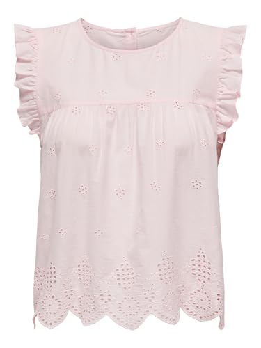 ONLY Onlsilla Life S/L Frill Top Wvn Noos Elegante Top Senza Maniche con Scollo A O E Volant, Cradle Pink, 46