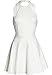 Lyrur Women's Vintage Halter Neck Sleeveless Fitted Bodice Formal Pure White Lace Keyhole Skater Party Dress (S, 9009-White)