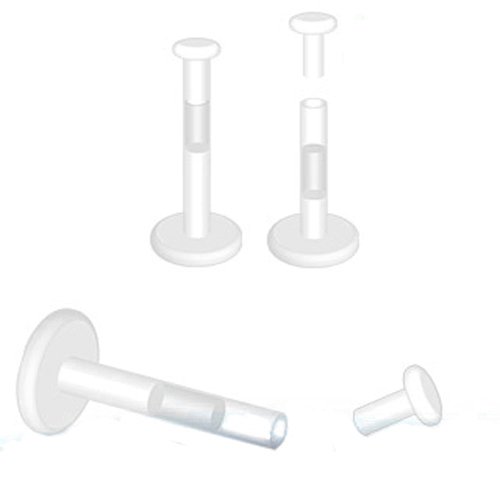 Clear Retainer with 3mm Removable Push-In Top - 16G (1.2mm), 3/8'' Length - Sold as a Pair