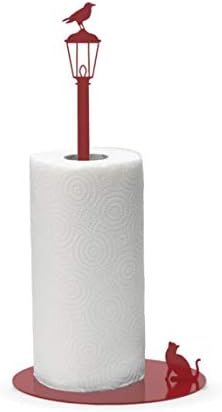 Unique Paper Towel Holder Stand - Freestanding Countertop Animal Papertowel Holder for Cat and Bird Lovers - Kitchen Counter Decor or Bathroom Toilet Paper Holder (Red)