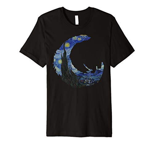 Vincent Van Gogh Starry Night Crescent Moon Art T Shirt