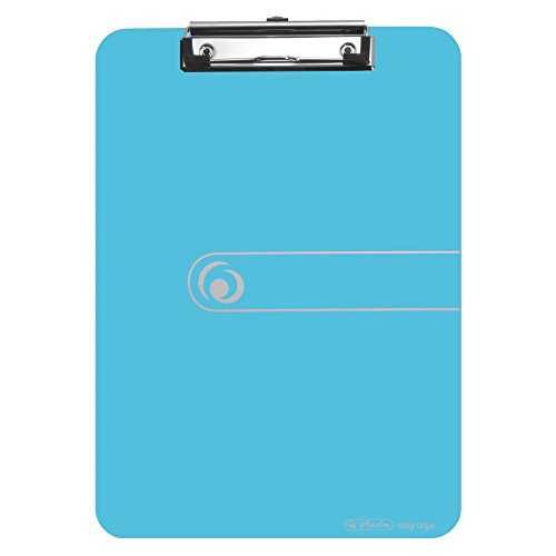 Herlitz 11205671 Porte-Bloc A4 en PP avec mécanisme de serrage/œillet de suspension Bleu transparent