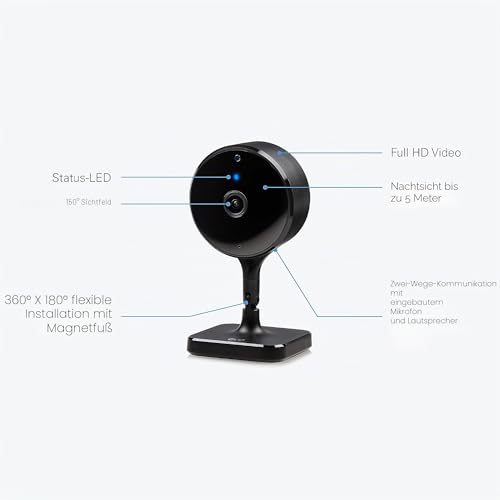 Eve Cam - Smart Indoor Camera, 1080p Resolution, WiFi, 100% Privacy, HomeKit Secure Video, Message on iPhone, Microphone and Speaker, Night Vision, Flexible Installation