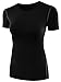 Neleus Women's 3 Pack Compression Wear Athletic Shirts,002,Black,Blue,rose Red,USA M,EUR L