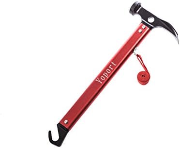 Yoport Lightweight Outdoor Camping Hammer Aluminum Tent Hammer with Tent Stake Remover Tent Nail Hammer Stake Puller(Red)