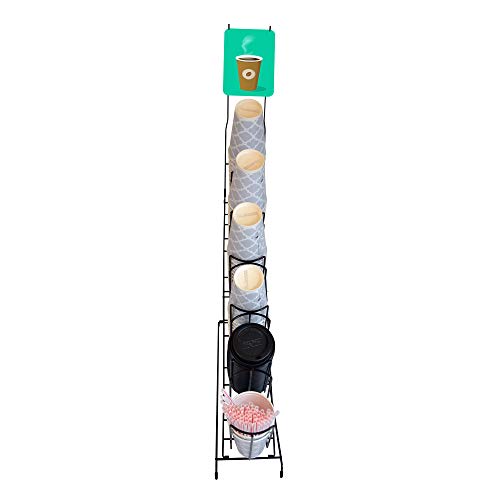 Black Slanted 6 Section Cup and Lid Holder, Organizer for Cups, Lids and Straws - Thumbnail 4