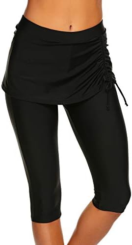 Sheshow Women Capri Swim Pants Skirted Swim Tights UV Board Shorts Rash Guard Swimsuit Leggings