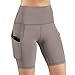 ODODOS High Waist Out Pocket Yoga Short Tummy Control Workout Running Athletic Non See-Through Yoga Shorts,DarkBeige,Largethumb 1