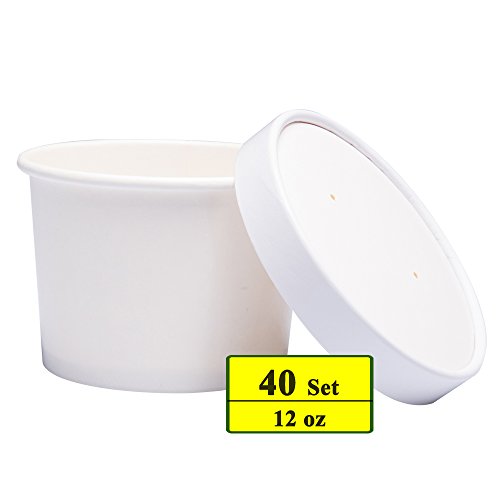 Belinlen Paper Ice Cream Cups with Paper Lids, Paper Hot/Cold Soup Cups